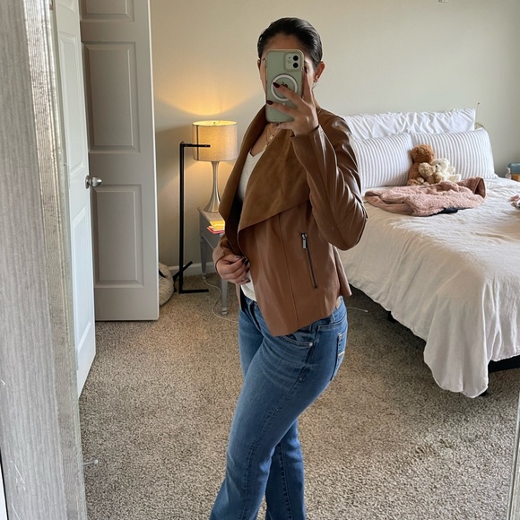 Faux leather women’s jacket brown - Picture 1 of 12